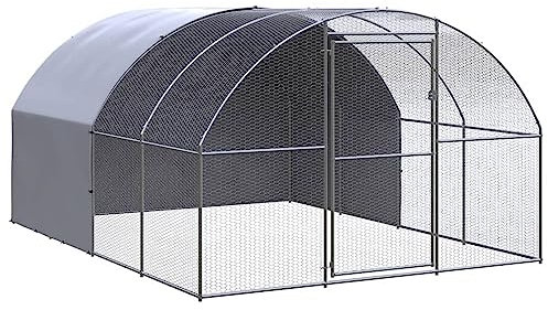 Outdoor-Hühnerstall, JUNZAI Kaninchenstall, Legenester Für Hühner, Hühnerhaus, Hasenstall Draußen, 3x4x2 m Verzinkter Stahl
