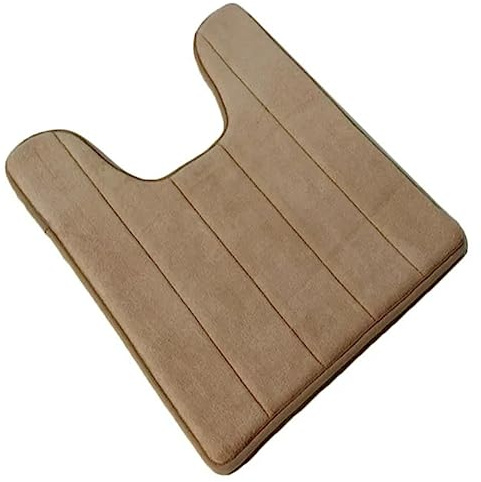 QUINTRA Coral Velvet Slow U-förmige Memory-Baumwolle Bodenmatte Badezimmer Anti-Toilettensitzmatte Türmatte Toiletten-Antimatte Runde Teppiche Klein Rot (Khaki, A)