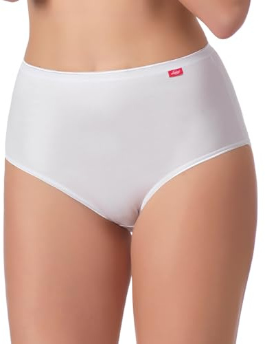 Intimitaly Liabel - (Pacco da 6) Mutande da Donna in Cotone Vita Alta - Slip Donna Cotone Colori Nero o Bianche - Culotte da Donna - D55 (8, Bianco)