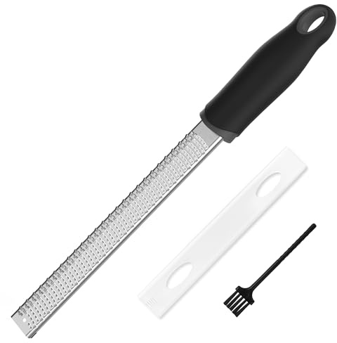 Zester Grater With Handle, Cheese Grater,Lemon Grater 8In Black (M)