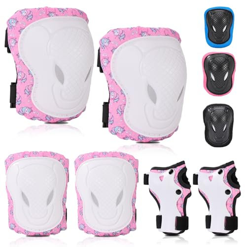 BURSUN Knieschoner Kinder, Verstellbare Knieschützer Ellenbogenschoner Handgelenkschoner, Schoner Schützer Inliner Kinder, Protektorenset für Inliner Skaten Roller Skateboard Rollschuhe