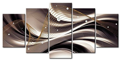 murando - Akustikbild 225x112 cm Bilder mit Akustikschaumstoff Hochleistungsschallabsorber Schallschutz Leinwandbild XXL 5 tlg Wandbild a-A-0248-b-n