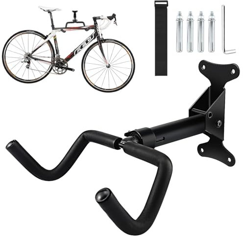 Wandhalterung fahrrad, 30 KG Tragen, Fahrrad wandhalterung, Winkel und Wandabstand einstellbar, Fahrradhalterung wand, Fahrradständer für mountainbike, Rennrad MTB für Die Garage Mit Radriemen