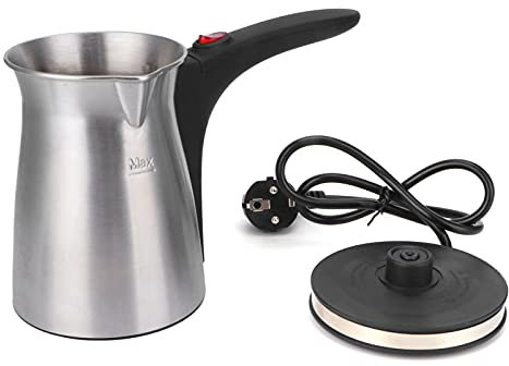 Locadence Percolateur à Café Électrique, Chauffe Lait à Café en Acier Inoxydable de 500 ml avec Bec Anti Goutte, Petite Marmite Chauffante de 800 W pour la Maison, 4 Tasses