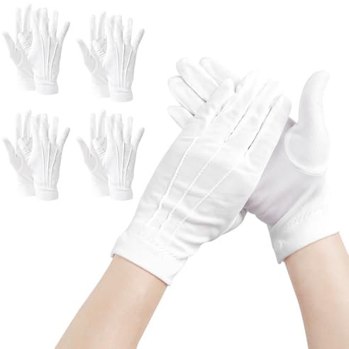 ztowoto Baumwollhandschuhe Weiß, SchweißFest WeißE Handschuhe FüR MäNner Und Frauen, Stoffhandschuhe FüR Cosplay, Abendkleidung, Parade, Schmuckinspektion (5, Weiß, Einheitsgröße)