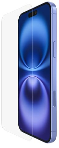 Belkin ScreenForce InvisiGlass iPhone 16 Plus Displayschutz, kratzfest folie, Positionierungsschale für blasenfreie Applikation, aus recyceltem Glas für iPhone 16 Plus, iPhone 15 Plus, 14 Pro Max