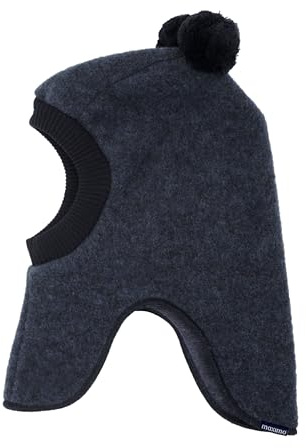 maximo GOTS MINI-Schlupfmütze, 2 Pompons, Wollfleece kbT, Jersey KBA