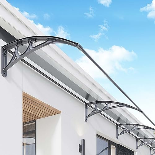 Toldo de aluminio transparente de policarbonato para puerta delantera, ventana, porche, cubierta de techo, 80 x 350 cm