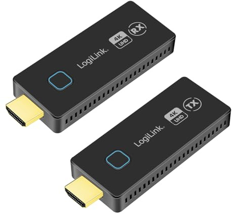 LogiLink HDW0102 - HDMI-Übertragungs-Set, Kompakt, Drahtlos, 30m, 1zu1, 4K@30Hz, Daten/Videos einfach per WLAN-HDMI auf dem TV anzeigen/teilen