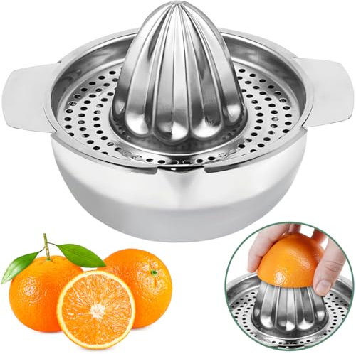 Exprimidor de limones de acero inoxidable, apto para lavavajillas, exprimidor para limones, limas, naranjas y pomelos con recipiente de 400 ml, exprimidor de cítricos de calidad profesional