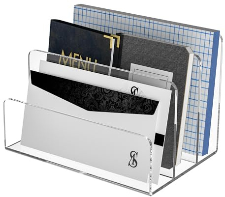 Sezanrpt Acryl-Aktenhalter, 3 Fächer, transparenter Schreibtisch-Organizer, Büro-Magazin-Ordner, Organizer, Schreibtisch für Rechnen, Bücher