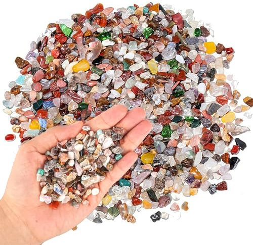 500 g de pierres roulées, 3 à 9 mm, mélange de pierres semi-précieuses, irrégulières, multicolores, pour enfants, décoration de bricolage, jeu de pierres précieuses, aquarium, pot de fleurs