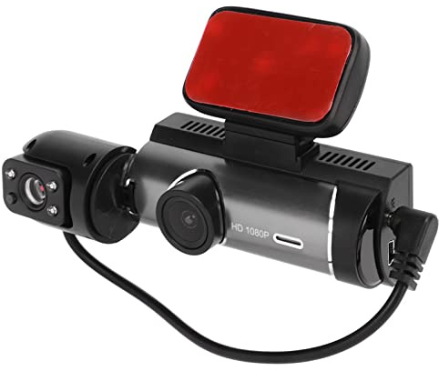 Dashcam -bil Framtill, 1080p Duel Dash Cam 3,16 Tum Auto Dashcam HD Nach Vision 360 Degrees Rotating Lens Parking Aid Remern Camera