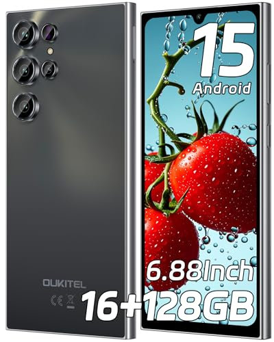 OUKITEL C61 Smartphone Android 15, 16GB+128GB/1TB Smartphone 2025, 6.88 HD+ Telefono Cellulare, 5150mAh Cellulari, 13MP+5MP Telefono Gaming, Dual SIM/Face ID/Fingerprint, Nero