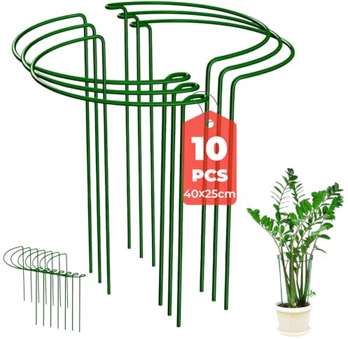 10Pcs Plant Supports for Outdoor Plants & Indoor Plants – 25×40cm Plant Support Sticks, Durable Garden Stakes for Plants, Hydrangea Support Frame, Monstera Support