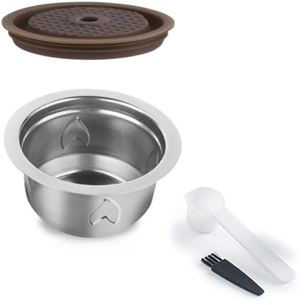 Qsvbeeqj Profesional Espresso Pods 304 Construcción de Acero Inoxidable a Prueba de Fugas Silicona Café Con Cuchara Cepillo Latas De Fuga Cápsulas De Café Cubierta De Silicona