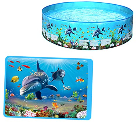 LRXIYODE Piscine Ronde De Jeux d'eau en Plastique Rigide pour Garçon Et Filles, Taille S, Piscine Extérieure Solide Jardin, Aire De Jeu Aquatique Estivale pour Garçon Et Filles