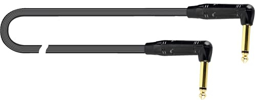 QUIK LOK - Cavo Patch 2JR 0,2 da 20 cm per Pedali Effetto, Jack Mono TS 6.3 mm Angolati, Serie JUST, Rivestimento in PVC Zigrinato, Trasmissione Lineare, Colore Nero