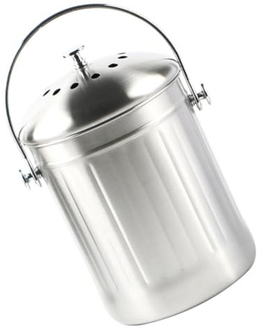 WEKAMOS Cubo de Compost de Cocina Grande Acero Inoxidable Tapa Hermética Reciclaje Doméstico Almacenamiento Interior para Residuos Orgánicos