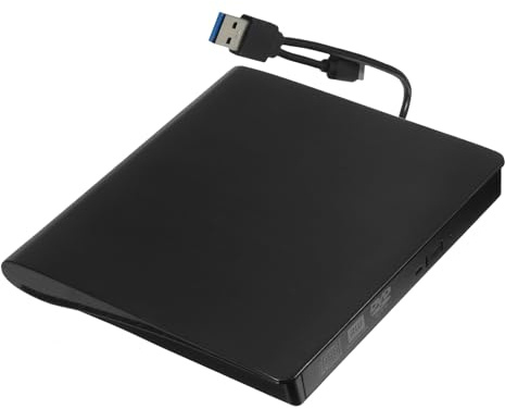 ANDRESLAD Grabadora CD DVD Externa USB y Tipo-c Reproductor Óptico Portátil Sin Instalación Transmisión Rápida Compatible con PC y Portátiles Diseño Elegante Negro