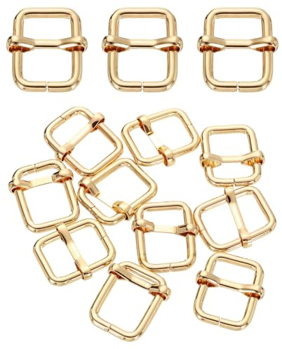 QUARKZMAN 32Pcs Boucle Coulissante En Métal 1/2(12mm) Or Clair 25mm | Boucle Tri-Glisse Réglable Pour Sangle Avec Barre Mobile Pour Fabrication De Sacs