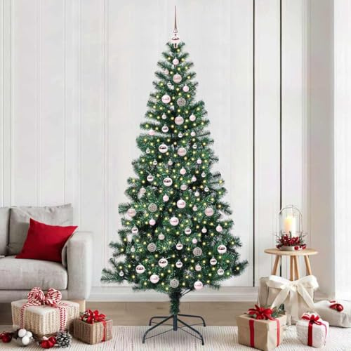 Generico Árbol de Navidad artificial con luces integradas de color verde, 240 cm, árboles de Navidad, 3396790