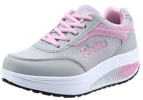 Träningsskor för kvinnor – ortopedisk luftkudde plattformsskor för lindring av plantar fasciit, bred passform nätpromenadsneakers med fotvalvstöd, lediga skosnören för kvinnor