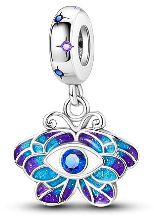 CMBSSTFC 925 Sterling Silver för armband och halsband Flygpass Dangle Hängen Pärlor Butterfly Dragonfly Smycken Present för kvinnor Flickor, Love Mom Forever Charm,