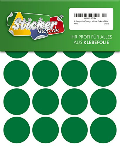 80 Klebepunkte, 40 mm, grün, aus PVC Folie, wetterfest, Markierungspunkte Kreise Punkte Aufkleber