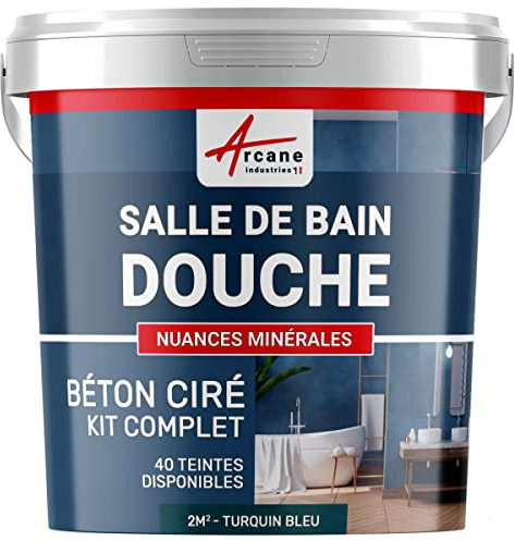 Kit für gewachsten Beton im Badezimmer: Wasserdichter Putz - NUANCES MINERALES Turquin Blau - 2 m² (in 2 schichten)