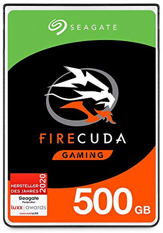 Seagate FireCuda Gaming, hybride interne Festplatte 500GB SSHD, 2.5 Zoll, SATA 6GB/s, silber, FFP, Modellnr.: ST500LXZ25