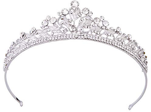Vofler Kristall Tiara Silber Krone Kopfband Kopfschmuck Strass Blatt Haarschmuck Dekor Für Frauen Damen Kleine Mädchen Bridal Braut Prinzessin Geburtstag Hochzeit Pageant Prom Halloween Kostüm Party