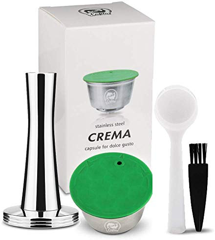i Cafilas Dol*e Gusto Capsules de café réutilisables en acier inoxydable pour dosettes de café Crema, support de café permanent en métal compatible avec Dol*e Gusto avec 1 tamper