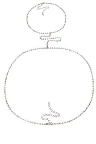 KnSam Damen Körperkette aus Metalllegierung Bikini Strand Mit Zirkon Körperkette Silber Körperkette