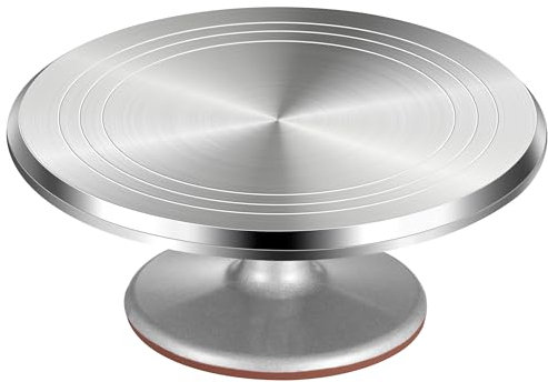 Puroma Aluminium Alloy Rotating Cake Turntable 12'' Revolving Cake Stand with Non-slip Silicone Bottom, Ideal Cake Decorating Supply for Cake Decorations, Pastries and Cupcakes
