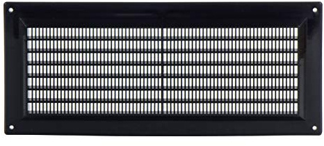 Steinberg14 Griglia di Aerazione Rettangolare 300x130 mm - Griglie di Aerazione in Plastica Nera - Serranda di Scarico dell'aria con flangia - Coperchio di Sfiato Interno a Parete e a Soffitto