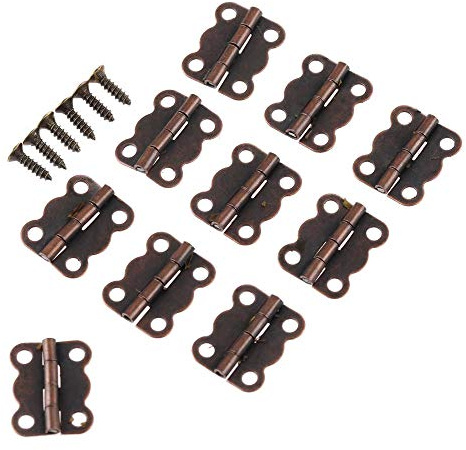 Scharnierband 30Pcs Antik Messing Golden Butterfly Schrank Scharniere Schmuck Brust Geschenk Holz Weinkiste Puppenhaus Türscharnier Mit Schraube 16 * 13Mm-Red_Bronze