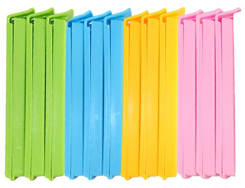 12 PCS Pinzas para Alimentos, 3 Color Clipe de Saco de Plástico, 11 MM Clip de Fecha, Pinzas para Alimentos Selladas, Clips de Bolsa, para Almacenar Alimentos Congelados, Bocadillos