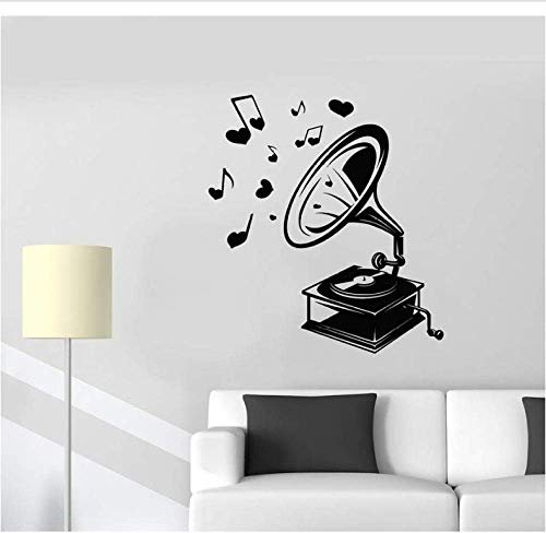 Wandaufkleber Retro Musik Grammophon Zitat Kunst Vinyl Aufkleber Zuhause Lustige Aufkleber Küche Restaurant Bar Zuhause Schlafzimmer Wanddekoration 42X46Cm
