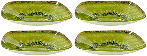 Rammento Lot de 4 grands bols en verre de 19 cm - Motif kiwi lumineux - Idéal pour les desserts, les soupes - Décoration d'intérieur fantaisie et colorée - Convient pour les collations ou les