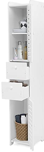 Ejoyous Badezimmer Organizer, Badezimmerregal Badezimmerschrank Schimmelfestes Ecklagerregal Weiß für Wohnzimmer für Badezimmer
