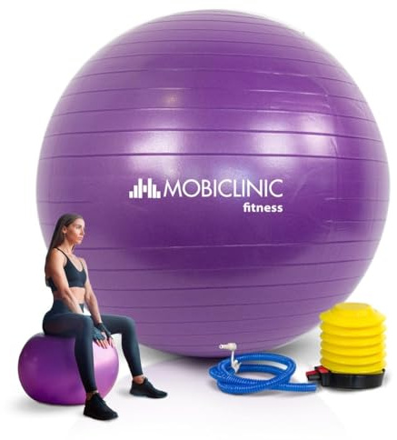 Mobiclinic®Fitness, Ballon de Pilates, 58 cm, Gonfleur, Antidérapant, Anti Perforation, Lavable, pour Le Sport, Femmes Enceintes, Py-01, Entraînement,