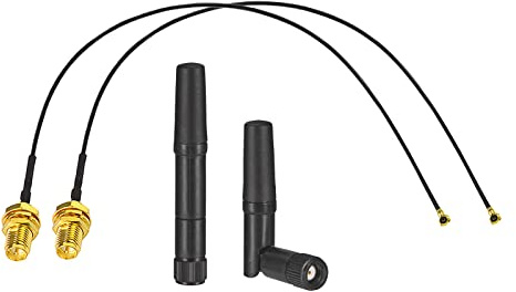 Eightwood Dual Band Small WiFi Antenna 2.4GHz 5GHz RP-SMA Male Antenna with RP-SMA Female Cable 9.8in for M.2 NGFF Network Card PC Desktop Computer