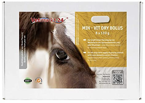 Vetmarkt24 Bolus - MIN - VIT Dry Bolus - in 8er Vorteilspackung - für trockenstehende Kühe