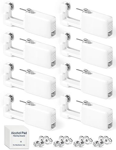 Yiorxu 8 Stück Ohrlochpistole,Piercing Set Einweg Steril Sicherheits Ohrringe Selber Stechen, Piercing Pistole Studs für Damen Herren Mädchen Jungen