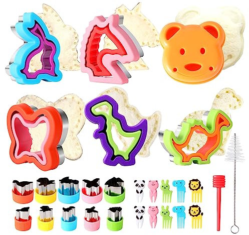 Souarts Ausstechformen Kinder Set, Brotausstechformen für Kinder Sanwich Gemüse Obst Ausstecher Kaninchen Elefanten Dinosaurier Schmetterlinge Einhorn Bär für Frühstück Party Snacks Selber Machen