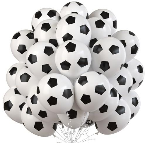 35 Pcs Football Balloons - Black & White Latex Birthday Balloons for Boys, Party Decor Supplies for Football Lovers