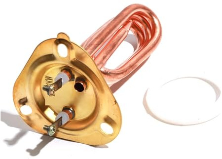 SSIMOO Immersion Electric Water Heater Red Copper Tube With Probe 220V 1KW/2KW/3KW Flange/Disc 63mm kindly (Size : 220V, Color : 3KW 120mmL)