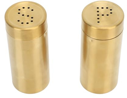 Juego de Salero y Pimentero, Salero y Pimentero de Acero Inoxidable, Botella de Condimento Dorada Agitadores de Especias para Cocina, Comedor, Camping