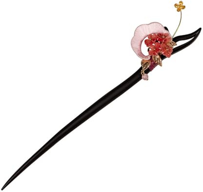 Handmade 1Piece Long Wood Hair Sticks Chopsticks Hairpin with Gemstone for Women Curly or Straight Thick Hair Fashion Hair Accessory (P)